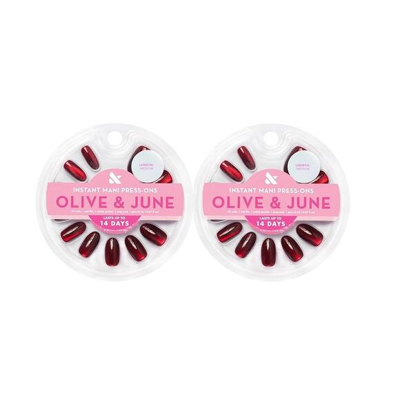 2 Pack Olive & June Instant Mani Press-On Fake Nails Oval Medium Obsessed Velvet - Picture 1 of 1